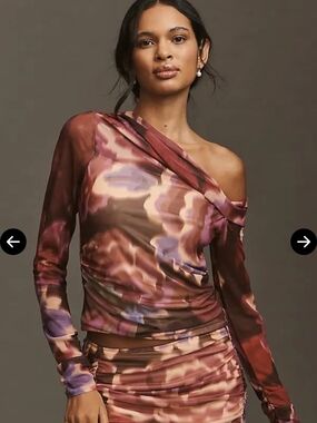 ANTHROPOLOGIE Mesh Asymmetric Top - Pink